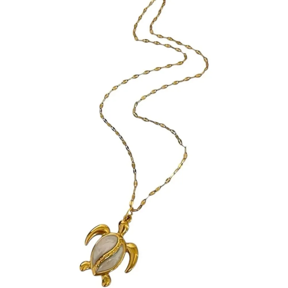 Gold Plated Nautilus Turtle Pendant Necklace - Picture 3 of 6